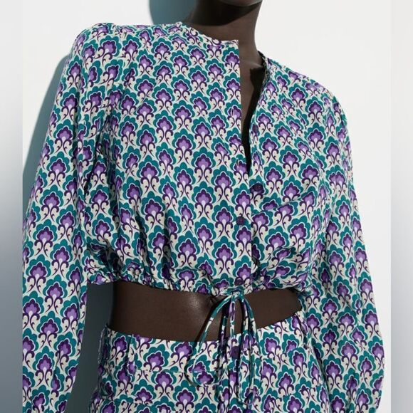 ZARA PRINTED COTTON TOP - Picture 10 of 15